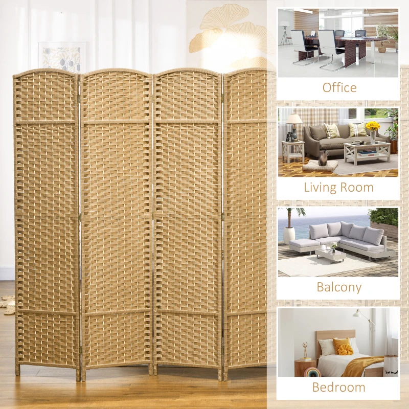 HOMCOM Folding Room Divider Screen 6 Panel 5.6 ' Tall Privacy Screen Freestanding Room Partition for Home Office, Nature Wood