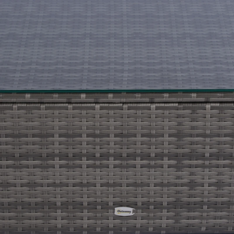 Outsunny 4 Pieces Rattan Sofa Set Wicker Patio Sofa Set with Loveseat Chairs Glass Top Coffee Table for Garden Outdoor Gray