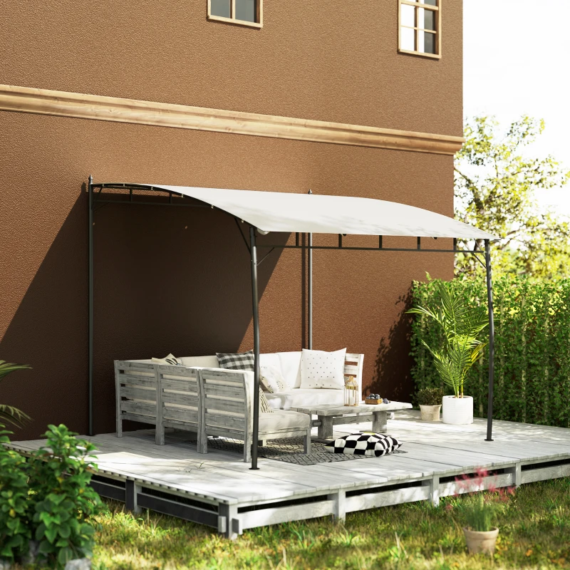 Outsunny 10' x 10' Outdoor Pergola Gazebo, Garden Sun Shade Shelter with Metal Frame for Porch, Patio, Deck, Backyard, Cream