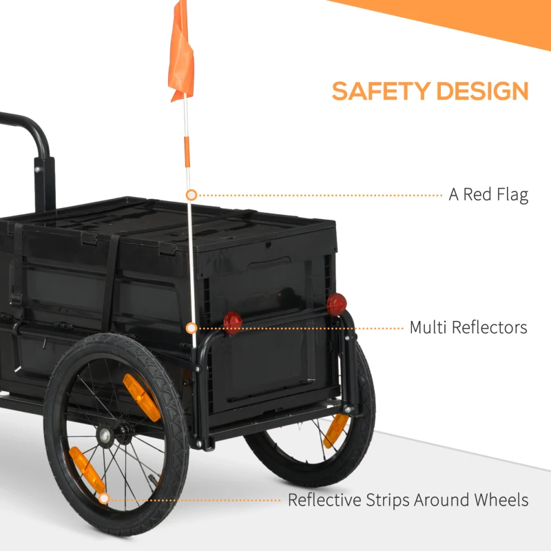 Aosom Trailer for Bike, Bicycle Cargo Trailer with Removable Storage Box, Galvanized Bottom