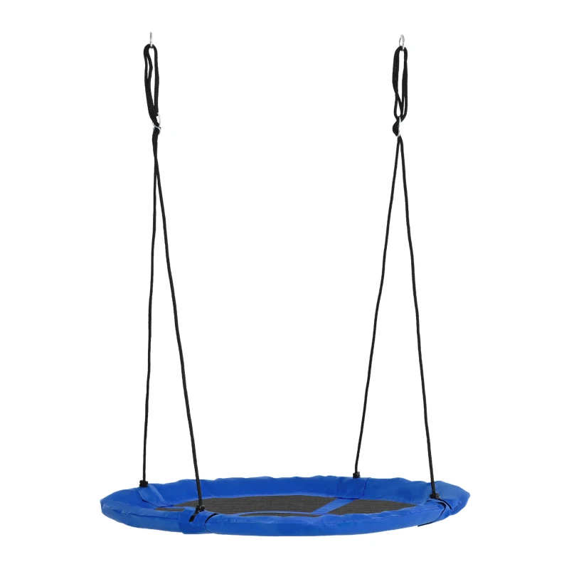 Outsunny 43.25" Saucer Swing, Nest Web Rope Seat with Adjustable Hanging Ropes, for Indoor Outdoor Children 3-12 Years Old, Blue