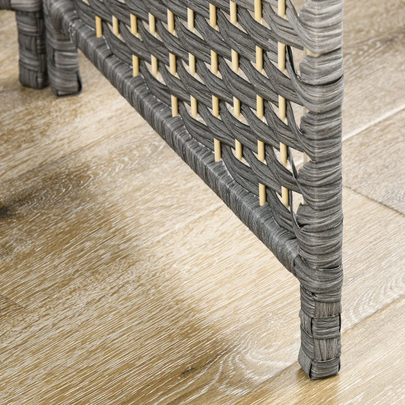 HOMCOM 6 Ft Tall Folding Room Divider, 6 Panel Portable Privacy Screen, Hand-Woven Partition Wall Divider, Mixed Grey