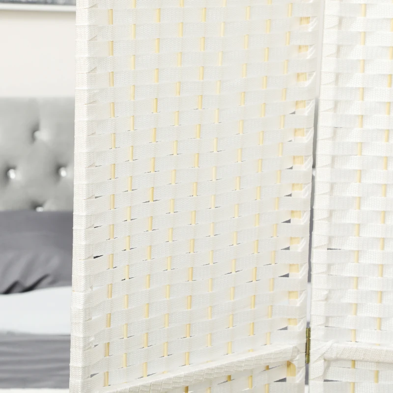 HOMCOM Folding Room Divider Screen 4 Panel 5.6 ' Tall Privacy Screen Freestanding Room Partition for Home Office, White