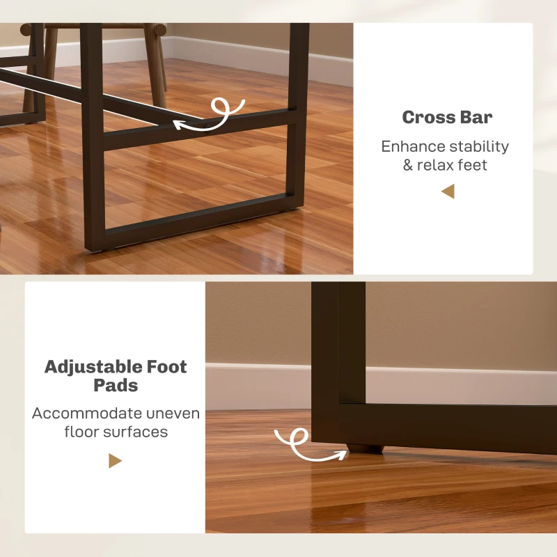 HOMCOM 70" Bar Table with Charging Station, Industrial Rectangular Bar Height Pub Table with Steel Frame, Black Wood Grain