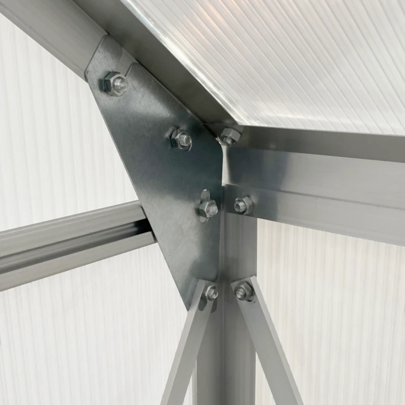 Outsunny 6' x 6' x 6.5' Polycarbonate Greenhouse, Walk-in Green House with Adjustable Roof Vent, Galvanized Base, Sliding Door and Rain Gutter for Outdoor, Garden, Backyard, Clear