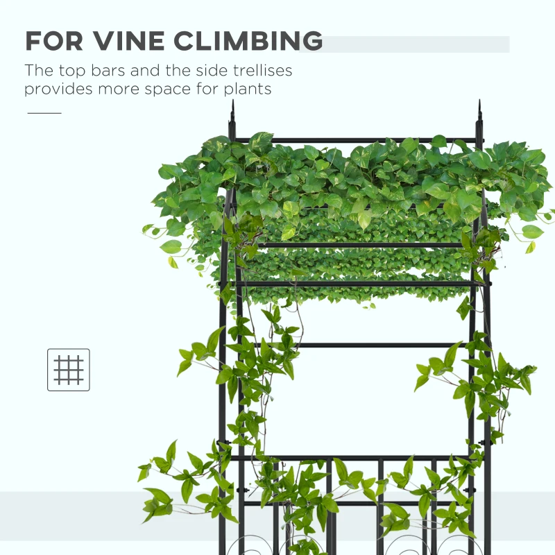 Outsunny 8.7FT Garden Arch Trellis, Outdoor Wedding Arbor for Ceremony with Scrollwork Design for Climbing Roses, Vines and Plants