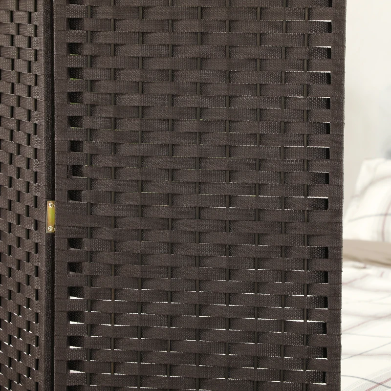 HOMCOM Folding Room Divider Screen 4 Panel 5.6 ' Tall Privacy Screen Freestanding Room Partition for Home Office, Brown