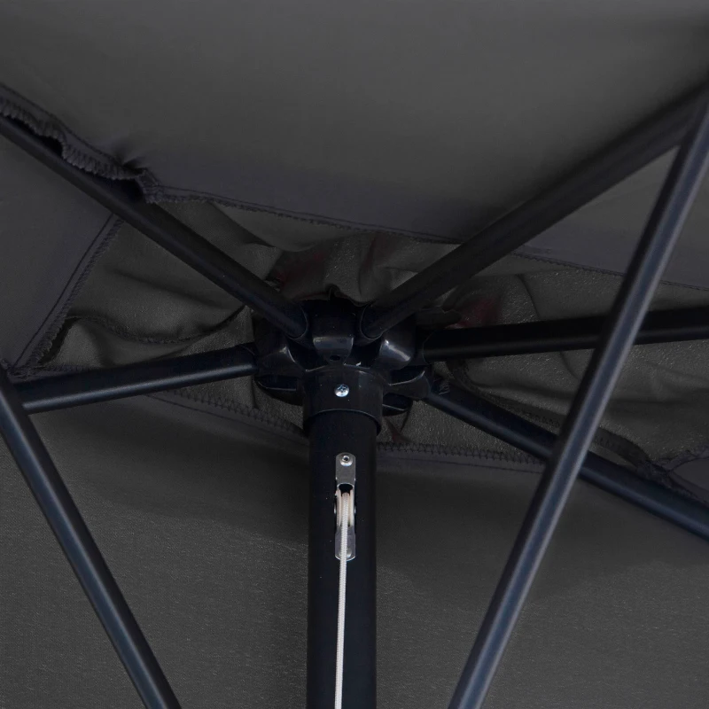 Outsunny 8ft Half Round Umbrella Outdoor Balcony Parasol Patio Garden Outdoor Window Sun Shade w/ 5 Ribs