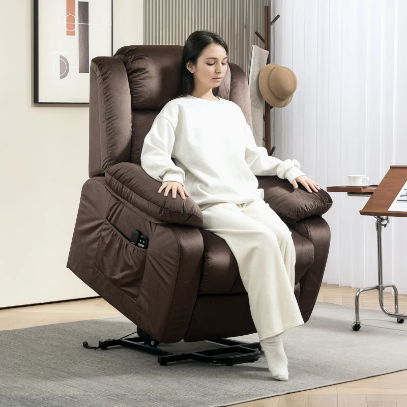 HOMCOM Power Lift Recliner Chair for Elderly, Electric Lift Chair with Massage and Heat, Remote Control, Brown