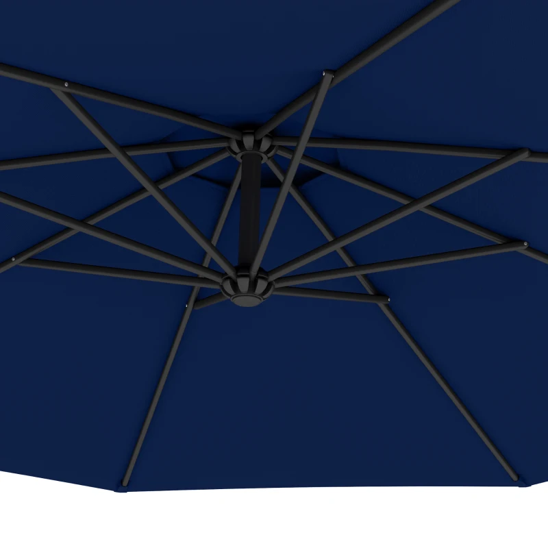 Outsunny 10' Cantilever Tilt Offset Patio Umbrella w/ UV & Water Safe Material & Cross Base (Weight Not Included), Navy Blue