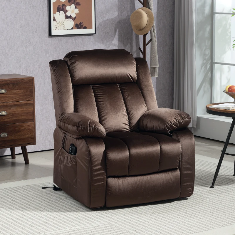 HOMCOM Power Lift Recliner Chair for Elderly, Electric Lift Chair with Massage and Heat, Remote Control, Brown