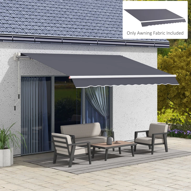 Outsunny 11' x 8' Outdoor Sunshade Canopy Awning Cover, Retractable Awning Fabric Replacement, UV Protection, Grey