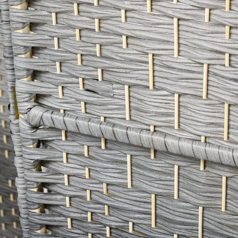 HOMCOM 6 Ft Tall Folding Room Divider, 4 Panel Portable Privacy Screen, Hand-Woven Partition Wall Divider, Mixed Grey