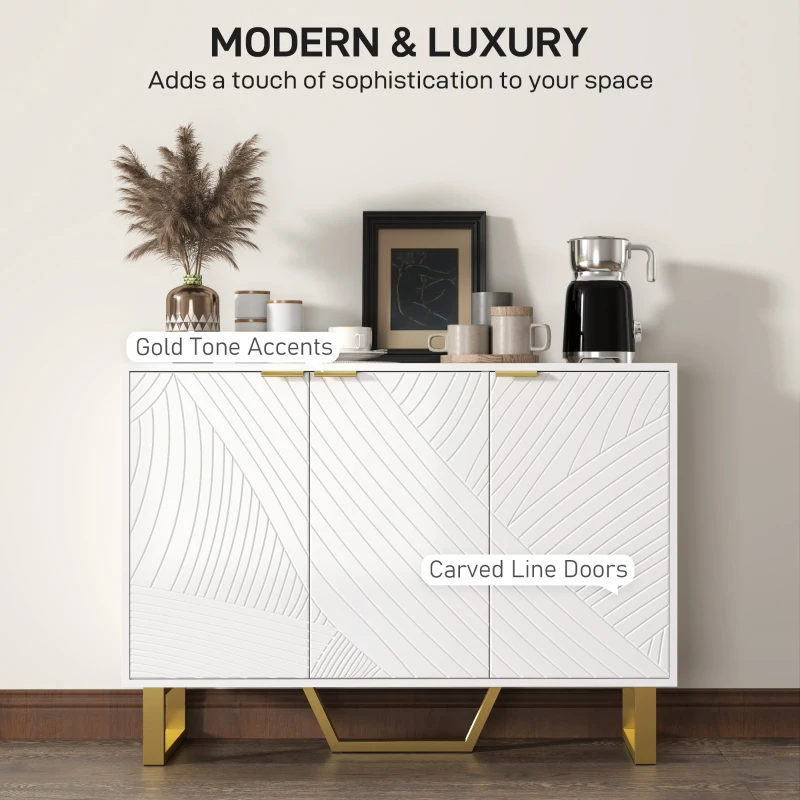 HOMCOM Sideboard Buffet Cabinet with Adjustable Shelves, Living Room Cabinet, TV Cabinet for 50 Inch TV, White