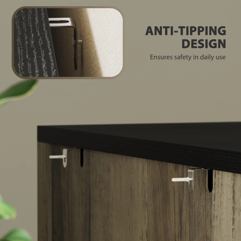 HOMCOM 2 Drawer Filing Cabinet, Farmhouse Office Storage Cabinet with Adjustable Hanging Bars for Letter, A4, Legal Size, Grey