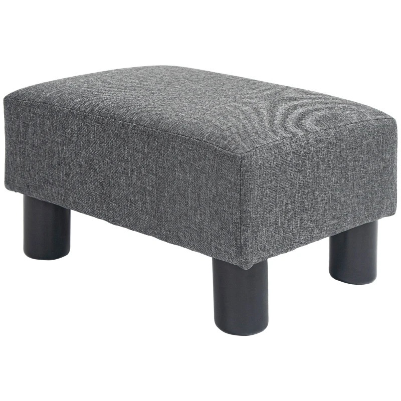 HOMCOM Small Ottoman Foot Rest, Foot Stool with Linen Fabric Upholstery and Plastic Legs, Cube Ottoman, Charcoal Gray