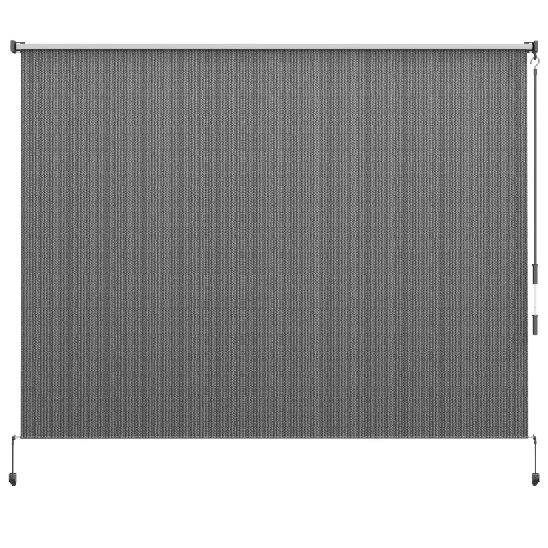 Outsunny 8' x 6' Patio Door Blinds, Outdoor Roller Shades, Cordless Roll Up Shade for Porch Gazebo, Light Grey