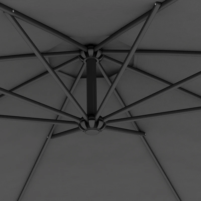 Outsunny 10' Cantilever Tilt Offset Patio Umbrella w/ UV & Water Safe Material & Cross Base (Weight Not Included), Gray