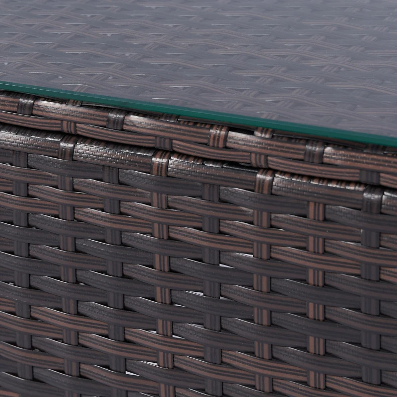 Outsunny 4 Pieces Rattan Sofa Set Wicker Patio Sofa Set with Loveseat Chairs Glass Top Coffee Table for Garden Outdoor Khaki