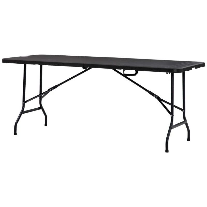 Outsunny Foldable Patio Dining Table for 6, Rectangular Outdoor Table for Garden Lawn Backyard, Dark Grey