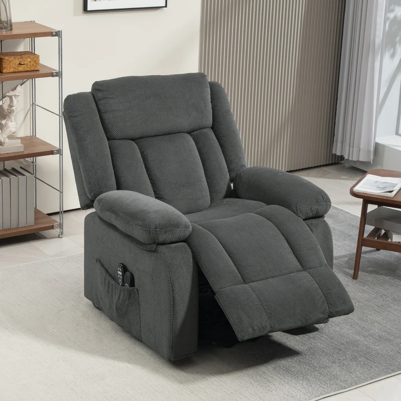 HOMCOM Power Lift Recliner Chair with Massage and Heat, Electric Lift Chair with Side Pockets for Elderly, Gray