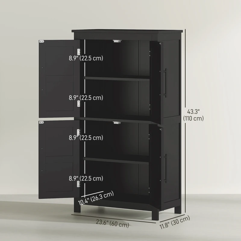 HOMCOM Farmhouse Bathroom Storage Cabinet, Bathroom Floor Cabinet with Barn Doors and Adjustable Shelf, Black