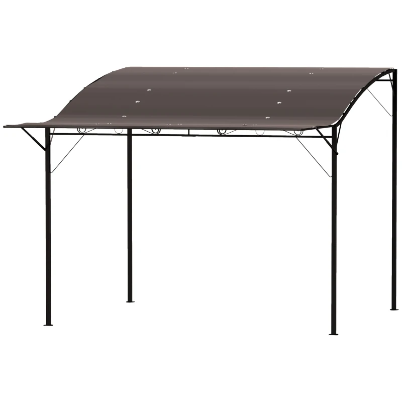 Outsunny 10x8ft Patio Metal Gazebo with Extendable Side Awning, Outdoor Shelter Shade Canopy Deck Awning, Brown