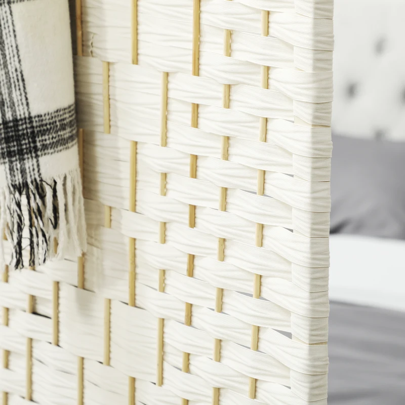 HOMCOM Folding Room Divider Screen 3 Panel 6' Tall Privacy Screen Freestanding Wood Partition for Home Office, White