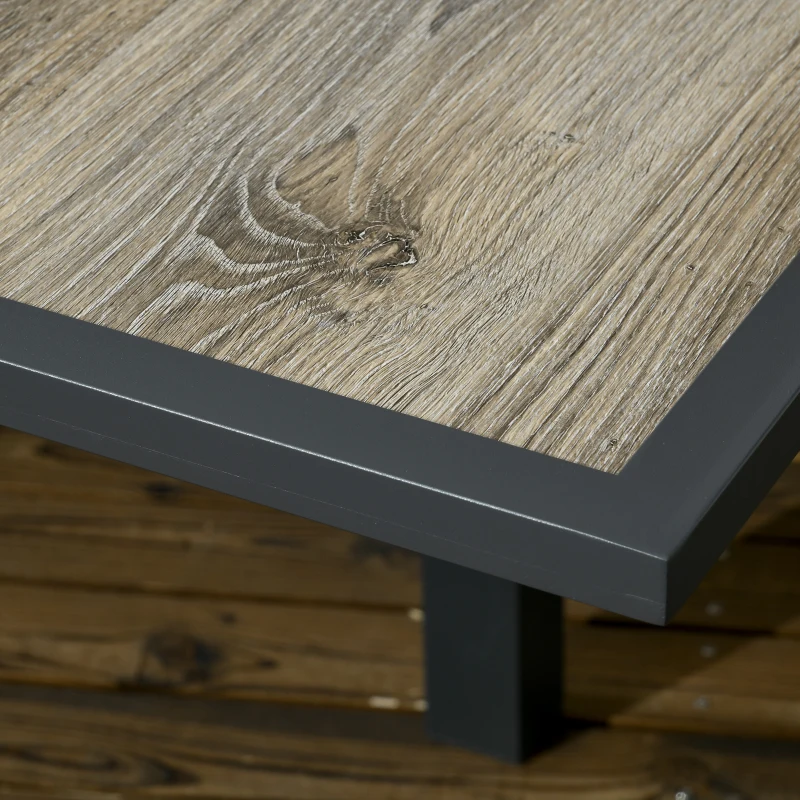 Outsunny Extendable Dining Table, Rectangular Patio Outdoor Table with Aluminum Frame and Plastic Board Tabletop for Lawn, Beige