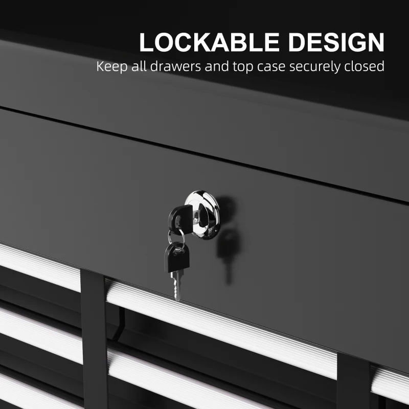 HOMCOM 6 Drawer 24" Portable Tool Box with Top Case, Ball Bearing Slides, Metal Tool Chest for Garage, Household and Warehouse