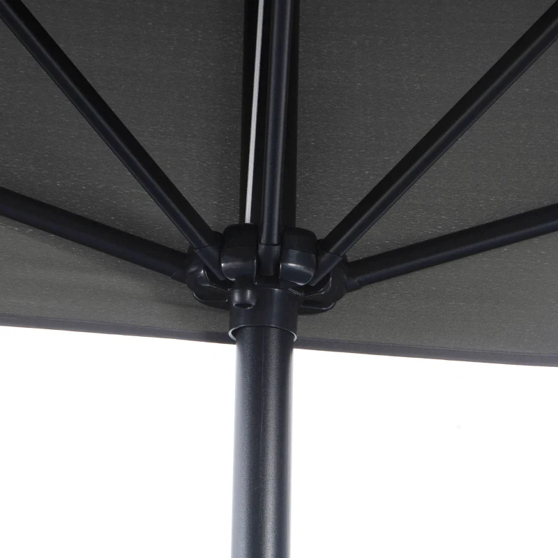 Outsunny 8ft Half Round Umbrella Outdoor Balcony Parasol Patio Garden Outdoor Window Sun Shade w/ 5 Ribs