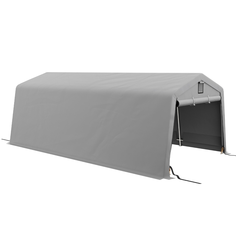 Outsunny 11' x 20' Portable Garage, Heavy Duty Carport Canopy with Ventilation Windows and Large Roll-up Door, Grey