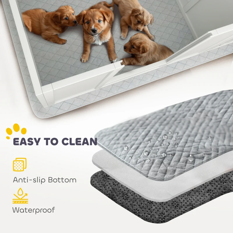 PawHut Whelping Box for Dogs w/ Retractable Light Stand, Waterproof Pee Pad & Adjustable Height Door for Medium Breed Dogs