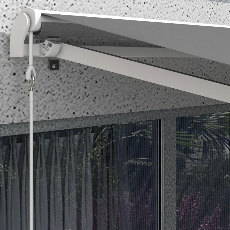 Outsunny 10'x8' Electric Retractable Awning with Remote Controller, Crank Handle, Aluminum Frame for Deck Balcony, Light Grey
