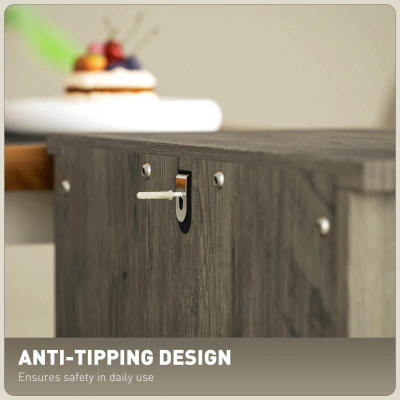 HOMCOM Vertical Filing Cabinet with 3 Drawers, Rustic Farmhouse Office Storage Cabinet for A4, Letter Size, Grey Wash