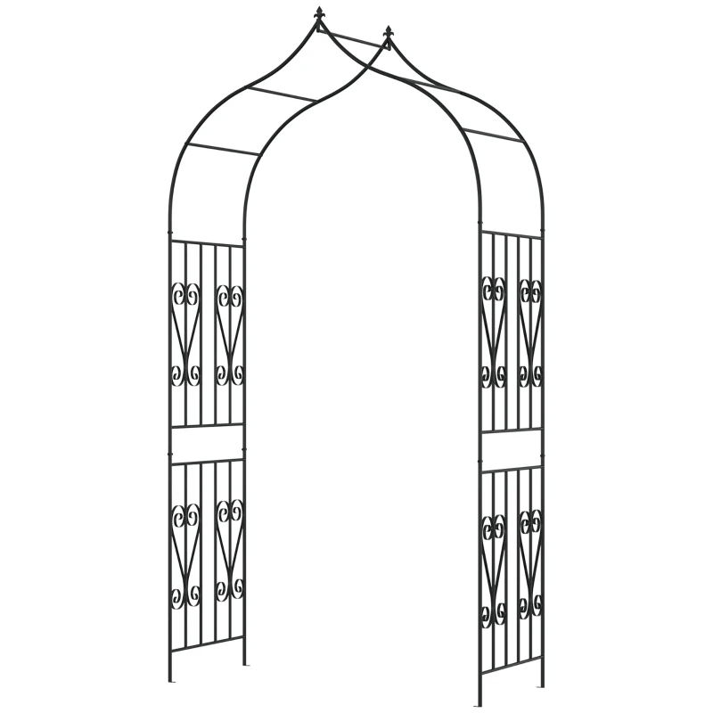 Outsunny 8.7FT Garden Arch Trellis, Outdoor Wedding Arbor for Ceremony with Scrollwork Design for Climbing Roses, Vines and Plants