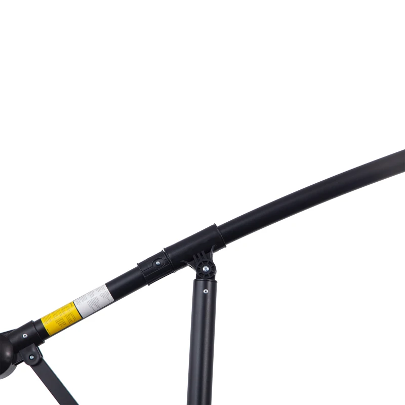 Outsunny 9.7ft Offset Patio UmbrellaCantilever Parasol with Crank Handle, 8 Ribs and Cross Base for Outdoor, Sun Shade, Cream