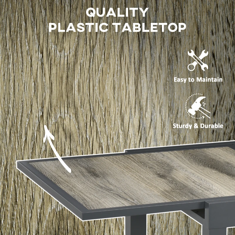 Outsunny Extendable Dining Table, Rectangular Patio Outdoor Table with Aluminum Frame and Plastic Board Tabletop for Lawn, Beige