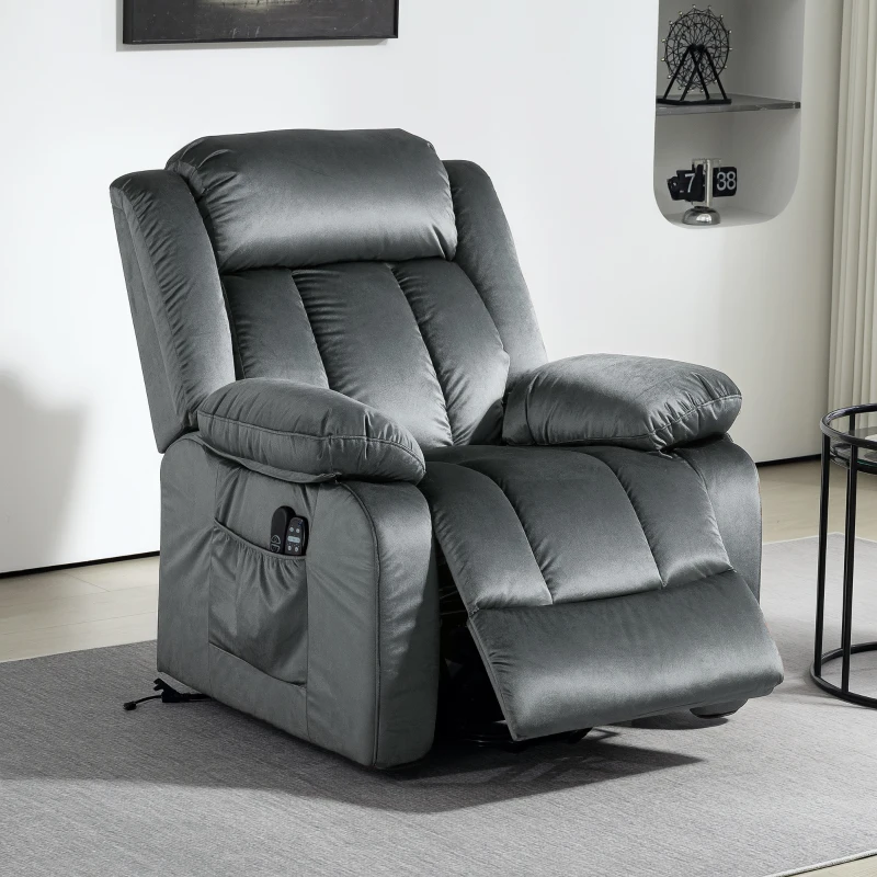 HOMCOM Power Lift Recliner Chair for Elderly, Electric Lift Chair with Massage and Heat, Remote Control, Gray
