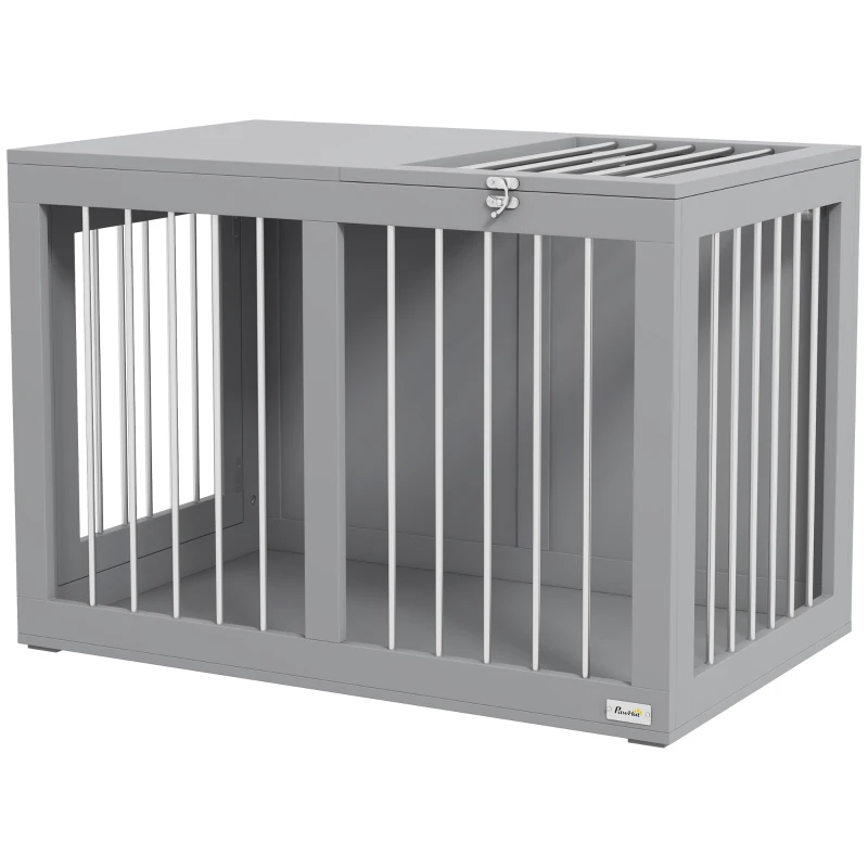 PawHut 31.5" Dog Crate Furniture with Double Doors, for Medium Dogs, Grey