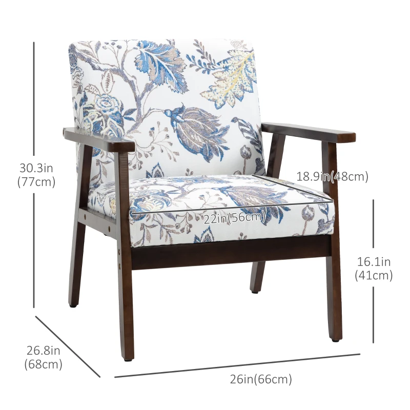 HOMCOM Modern Accent Chairs with Cushioned Seat, Upholstered Linen-Feel Armchair for Bedroom, Living Room, Multicolored