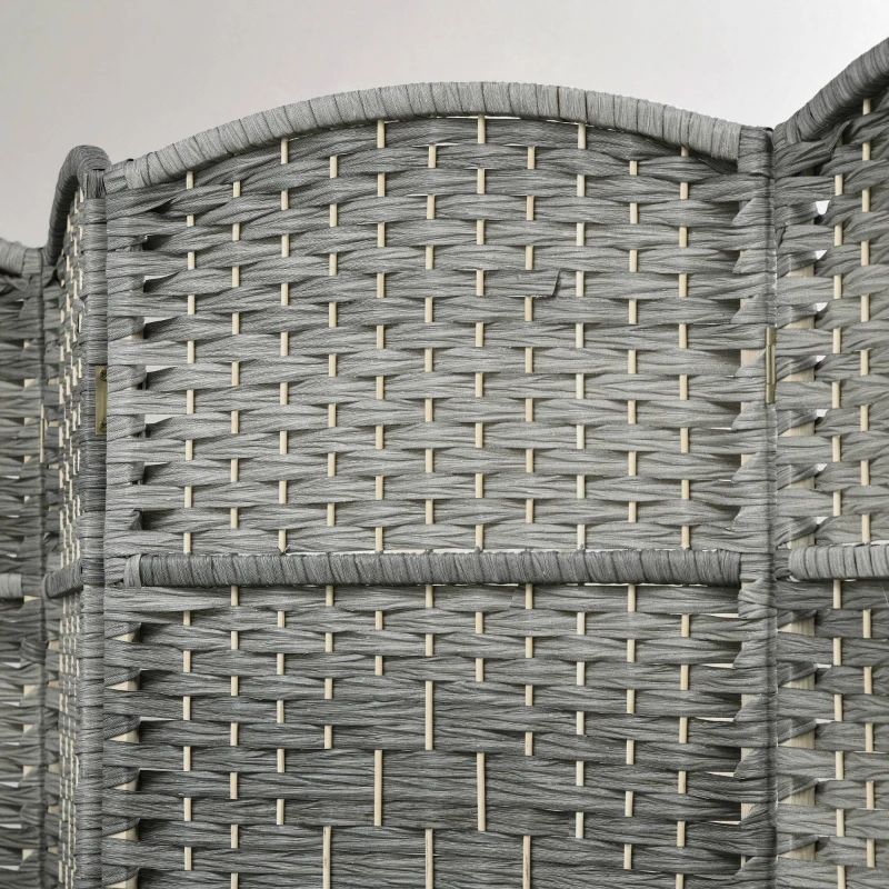 HOMCOM 6 Ft Tall Folding Room Divider, 6 Panel Portable Privacy Screen, Hand-Woven Partition Wall Divider, Mixed Grey