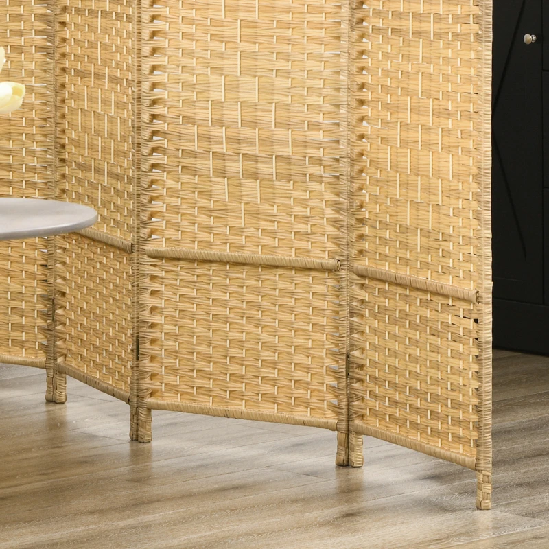 HOMCOM Folding Room Divider Screen 4 Panel 6' Tall Privacy Screen Freestanding Wood Partition for Home Office, Nature Wood