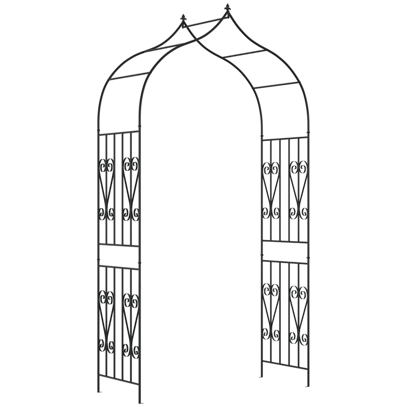 Outsunny 8.7FT Garden Arch Trellis, Outdoor Wedding Arbor for Ceremony with Scrollwork Design for Climbing Roses, Vines and Plants