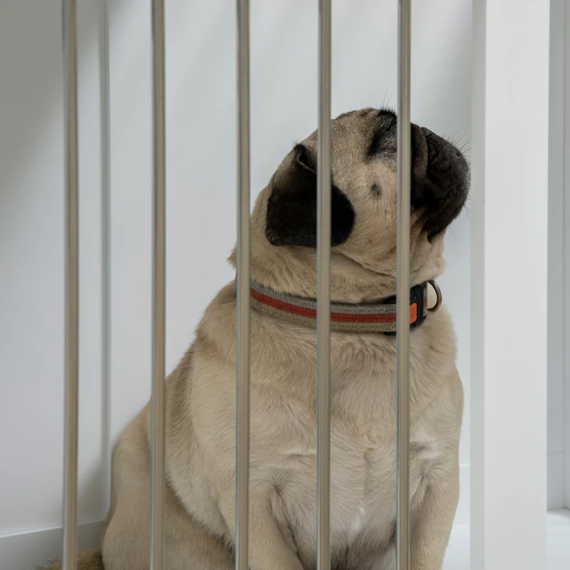 PawHut 31.5" Dog Crate Furniture with Double Doors, for Medium Dogs, White