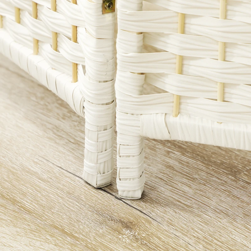 HOMCOM Folding Room Divider Screen 6 Panel 6' Tall Privacy Screen Freestanding Wood Partition for Home Office, White