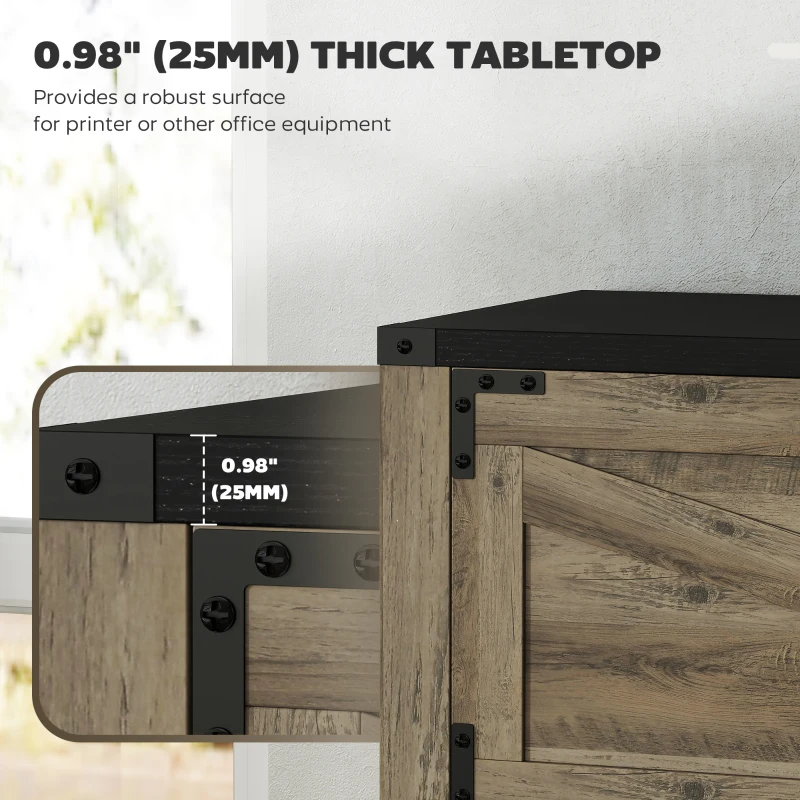 HOMCOM 3 Drawer Filing Cabinet, Farmhouse Office Storage Cabinet with Adjustable Hanging Bars for Letter, A4, Legal Size, Grey