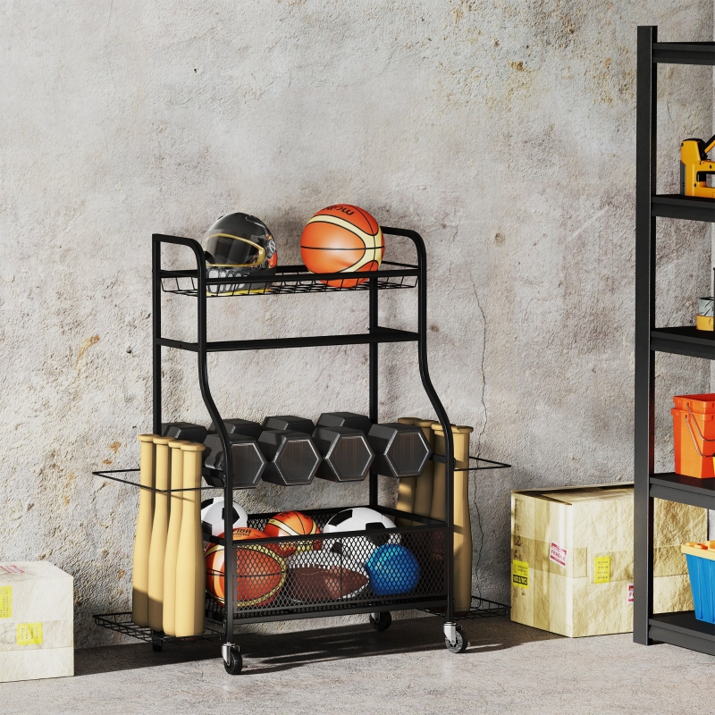 Kinghoe Sport Equipment Organizer For Garage Steel Basketball Rack With Baseball Bat Holder And Hooks Easy Assembly Storage For Balls ' Toys And Workout Gear In Basement Home Gym Outdoor P 326228470 - View #4