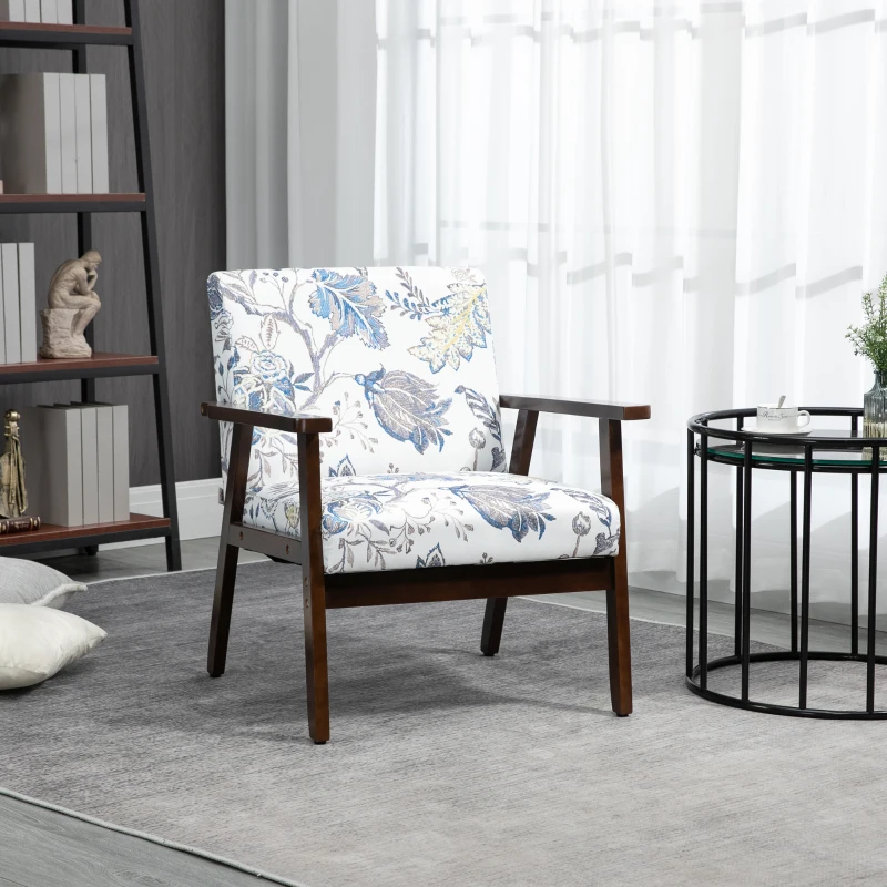 HOMCOM Modern Accent Chairs with Cushioned Seat, Upholstered Linen-Feel Armchair for Bedroom, Living Room, Multicolored