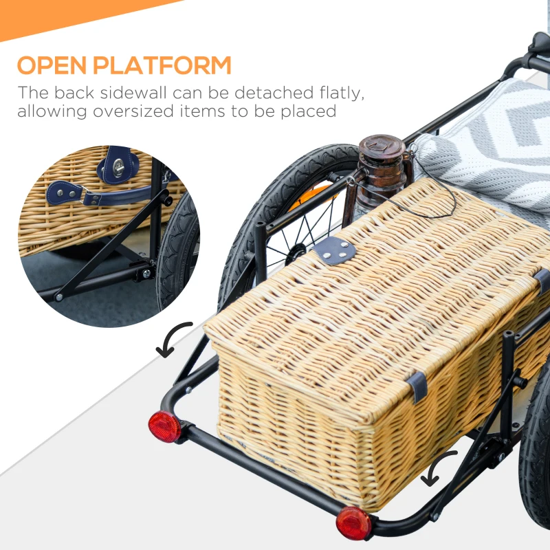 Aosom Trailer for Bike, Bicycle Cargo Trailer with Removable Storage Box, Galvanized Bottom